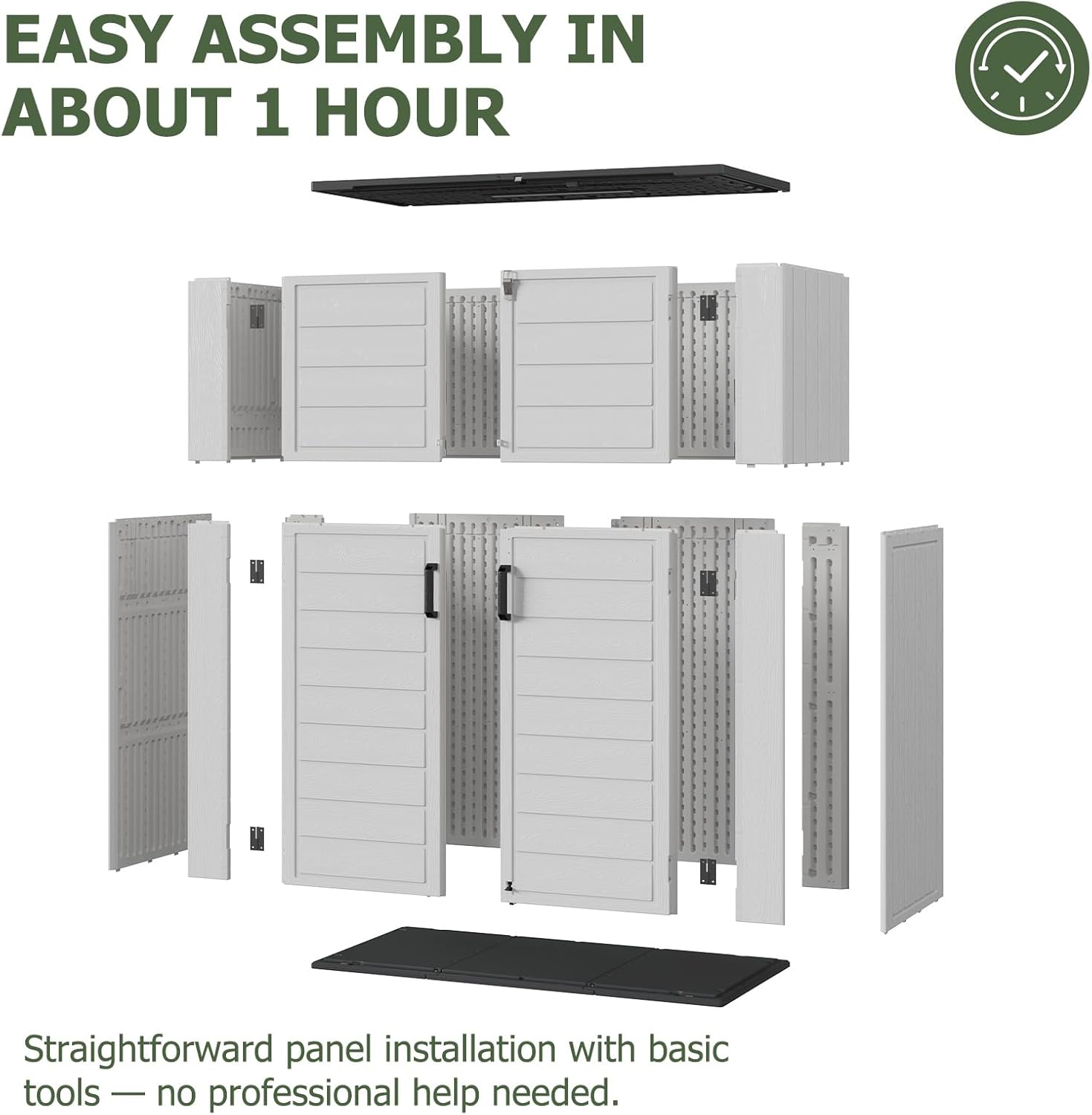 Vertical Outdoor Storage Shed Weather Resistant Resin Utility Cabinet with Floor
