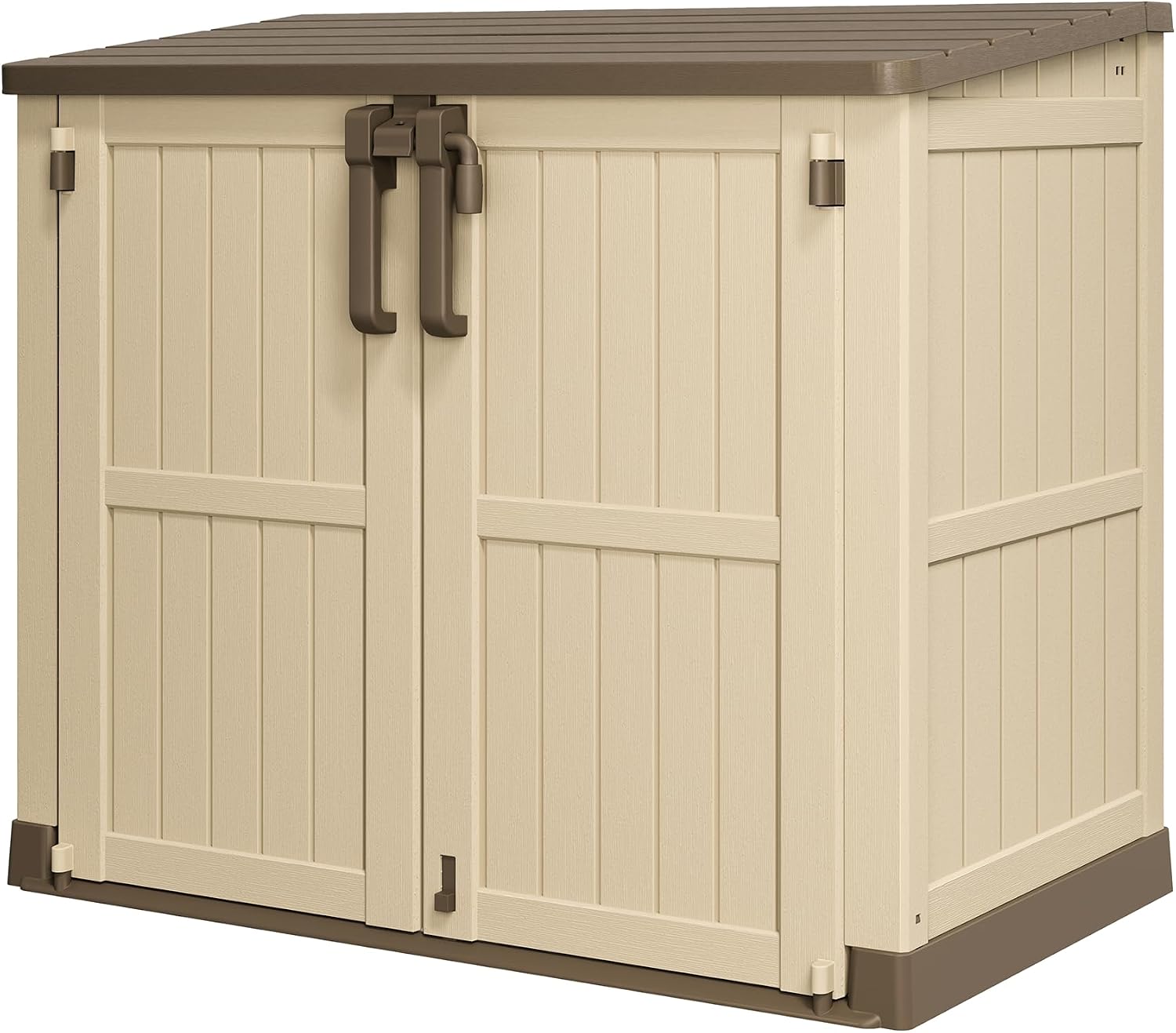 Horizontal Outdoor Storage Shed Weather Resistant Resin Garden Storage Box