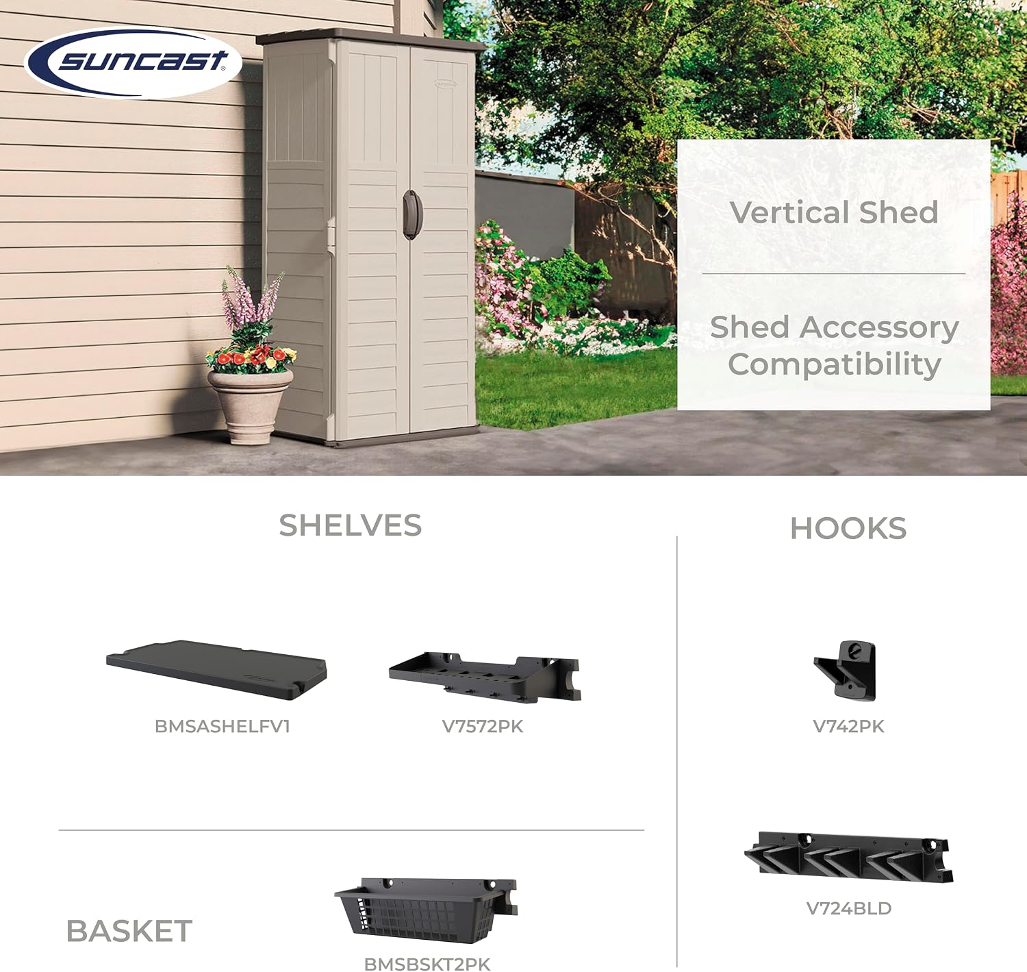 Vertical Outdoor Storage Shed Weather Resistant Resin Garden Tool Cabinet