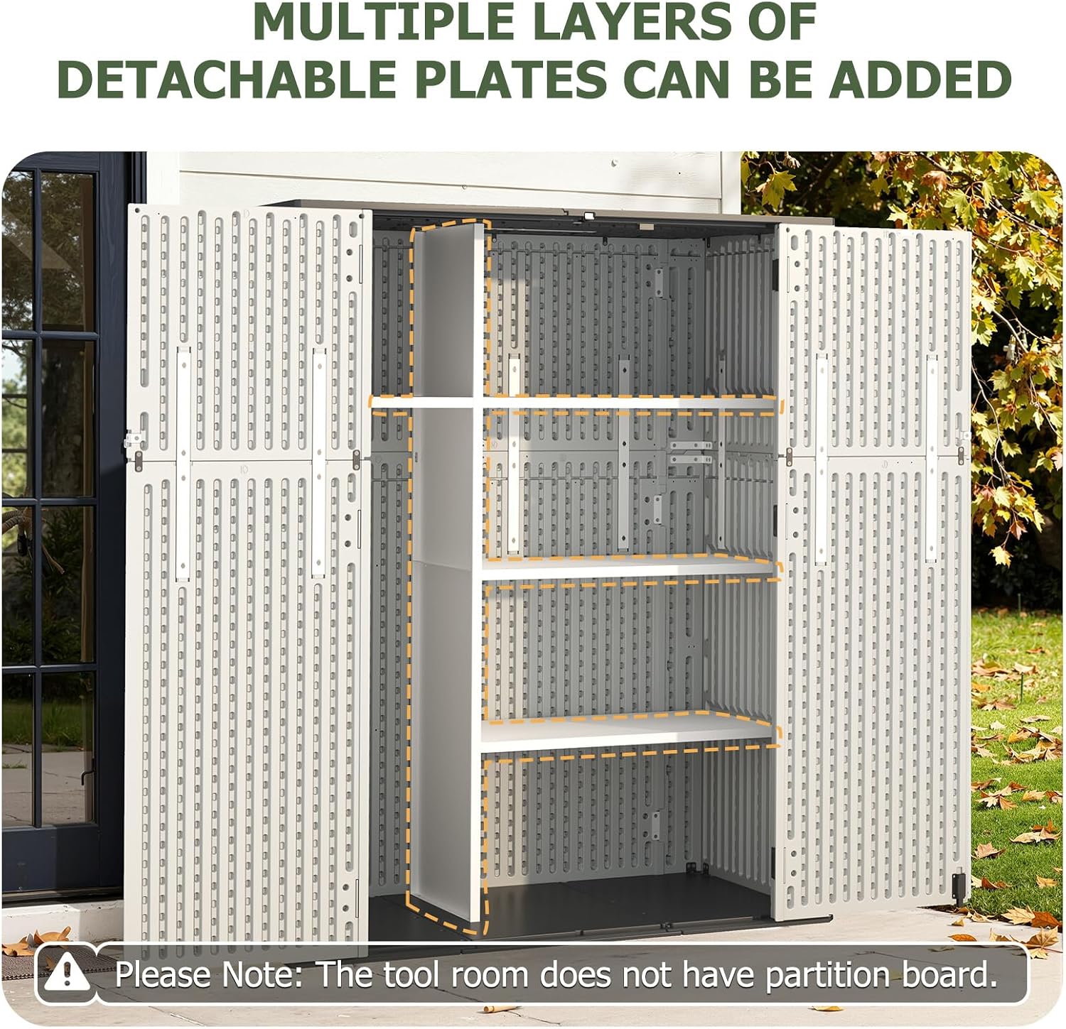 Vertical Outdoor Storage Shed Weather Resistant Resin Utility Cabinet with Floor