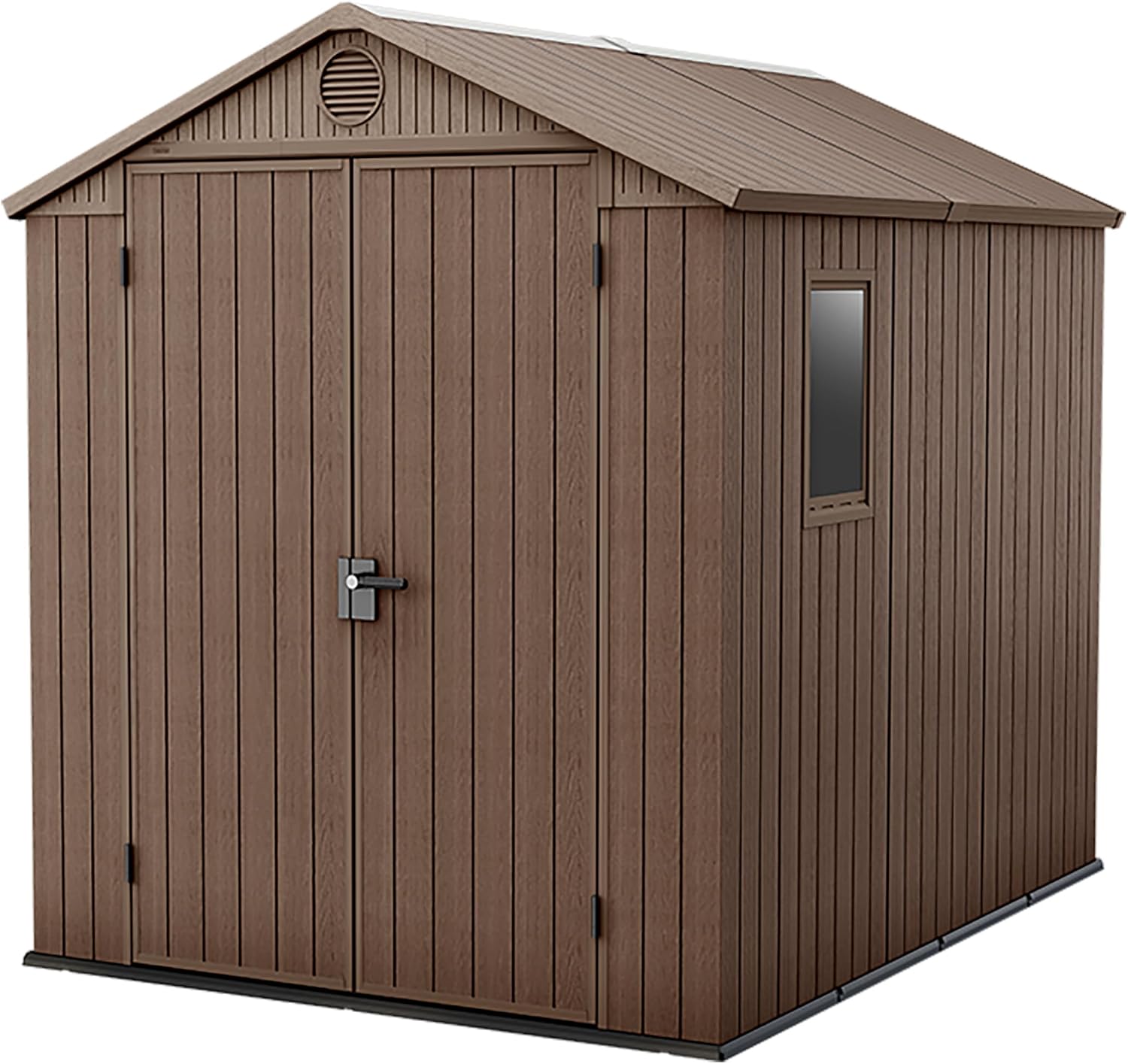 Large Outdoor Garden Storage Shed Weather Resistant Resin Double Door Brown