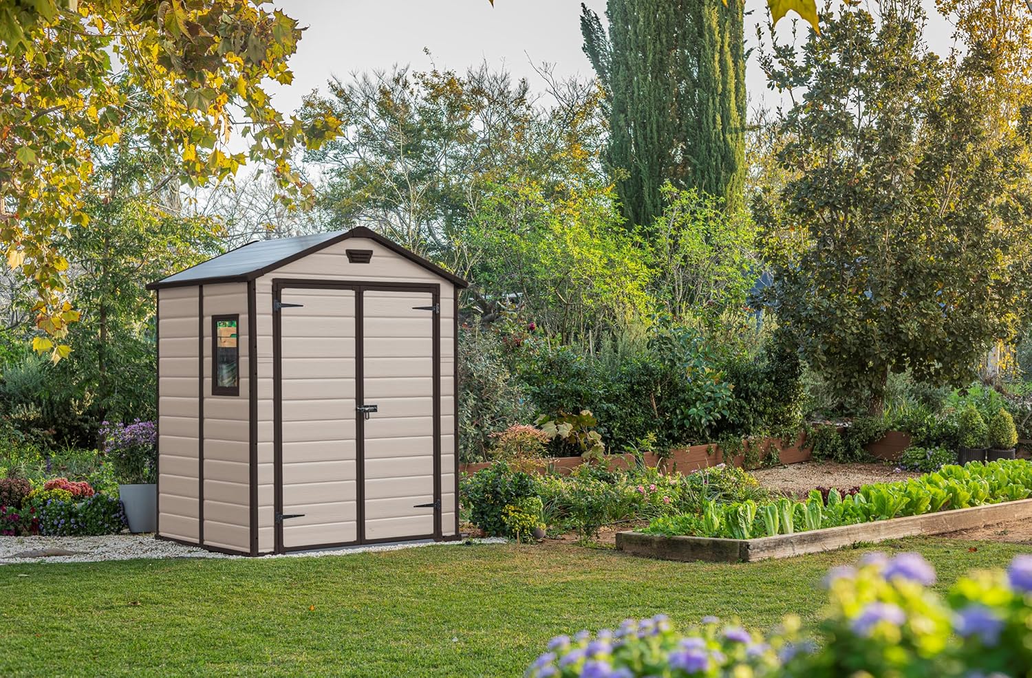 6 x 5 ft Outdoor Garden Storage Shed with Double Doors & Ventilation