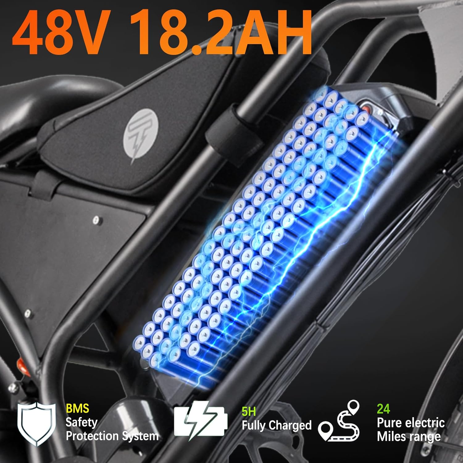 Electric Mountain Bike for Adults, 48V 18.2Ah Removable Battery, 250W Motor E-Bike, 7-Speed Fat Tire Bicycle