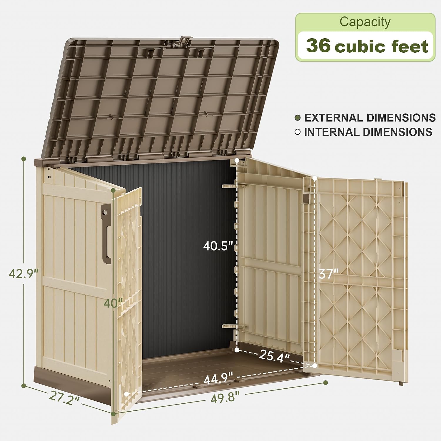Horizontal Outdoor Storage Shed Weather Resistant Resin Garden Storage Box